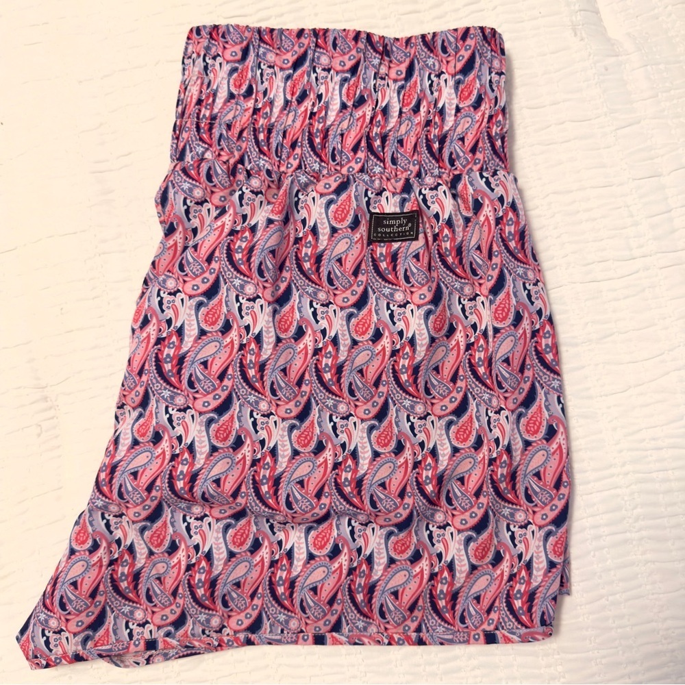 Simply Southern Paisley Print Athletic Shorts in Pink and Blue size XL - Picture 3 of 3